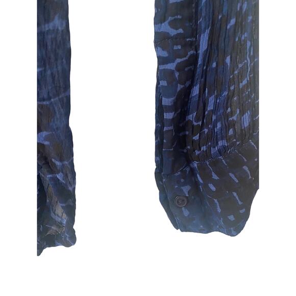 LUCKY BRAND PLEATED PRINT TOP BLUE/MULTI SEMI-SHEER SIZE SMALL - Picture 5 of 9